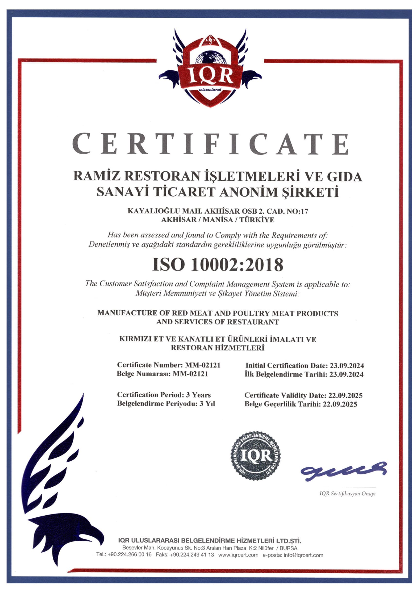 ISO Zertifikat IQR 01