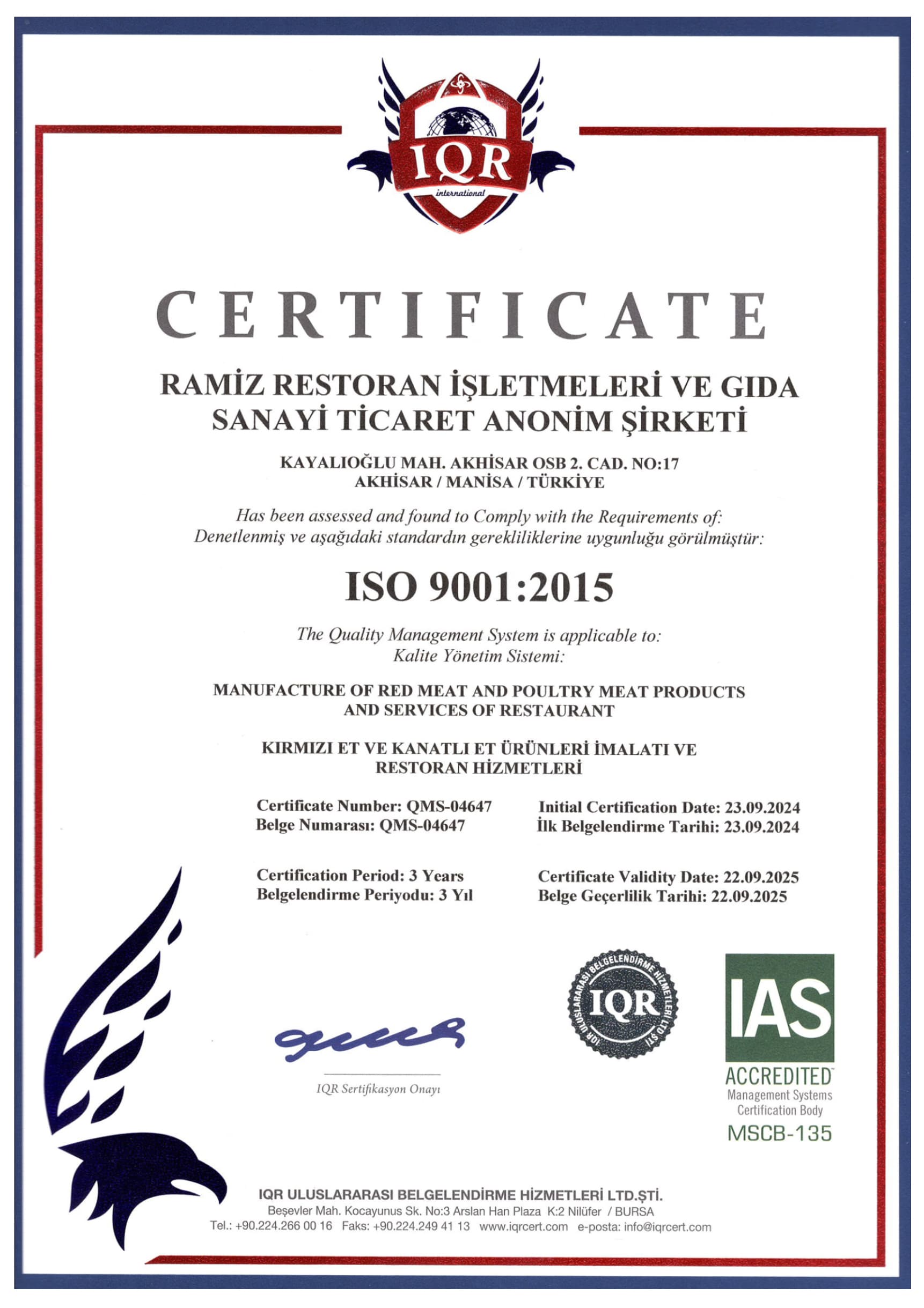 ISO Zertifikat IQR 03