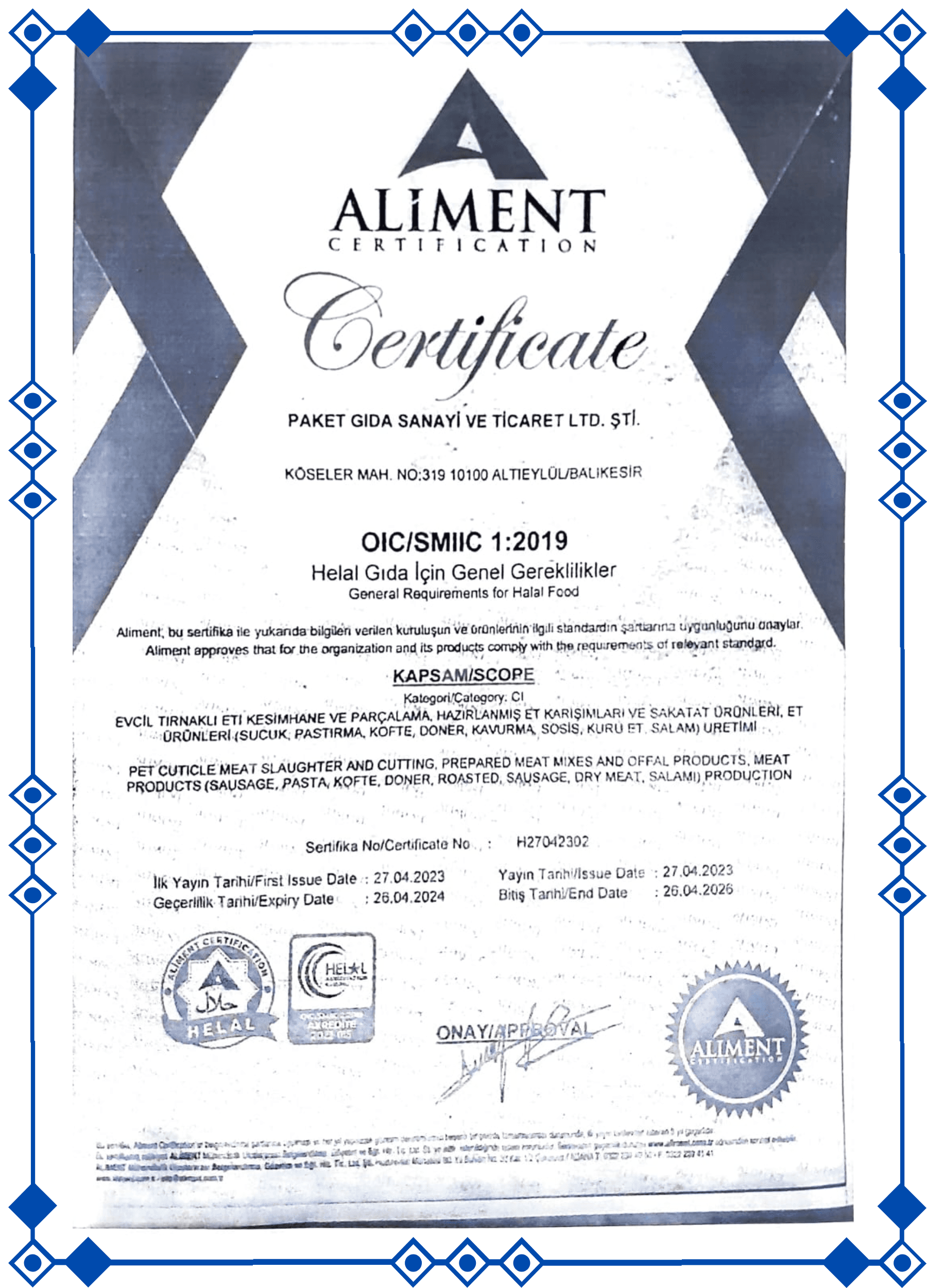 Geschäftsgenehmigung Paket